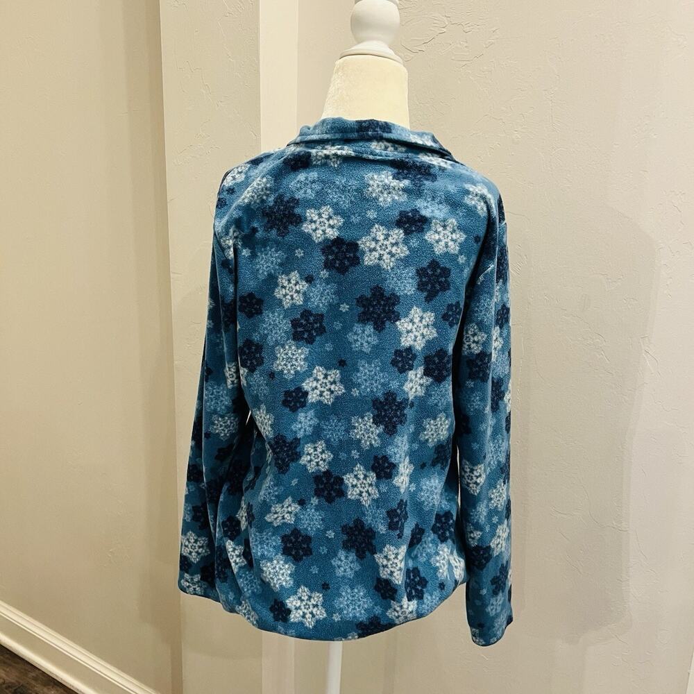 Laura Scott Women's Size M Pullover Fleece 1/2 Zip Snowflakes Print Blue. - Picture 3 of 4